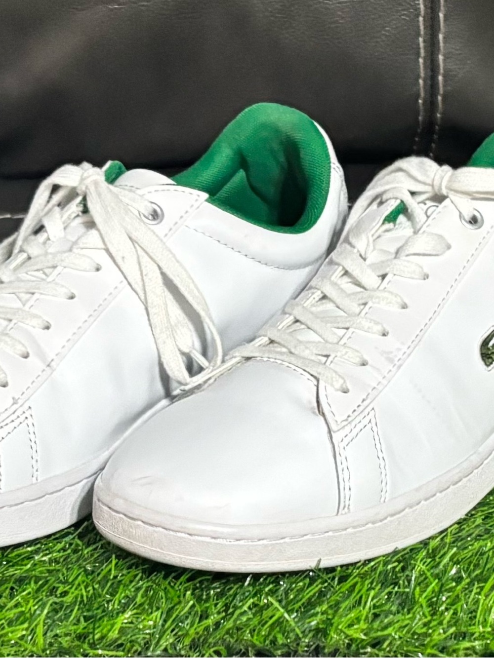 Lacoste White & Green Men’s Leather Sneakers Size 8.5